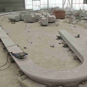 肇庆 芝麻白花岗岩弧形花坛石，坐凳石