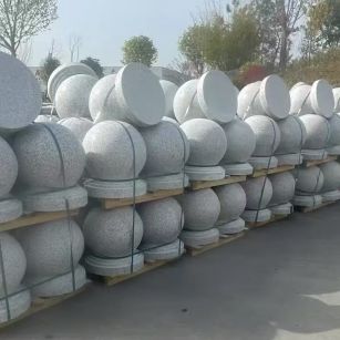 肇庆 白麻花岗岩石材圆球，石球，挡车球，隔离球，景观石球，风水球等