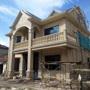 肇庆 黄金麻花岗岩石材私人别墅雕花门楼柱阳台栏杆