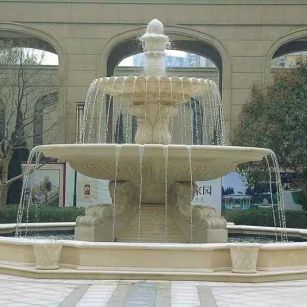 肇庆 黄金麻花岗岩异型加工——户外庭院石雕流水喷泉