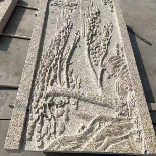 肇庆 黄金麻雕刻板浮雕迎客松