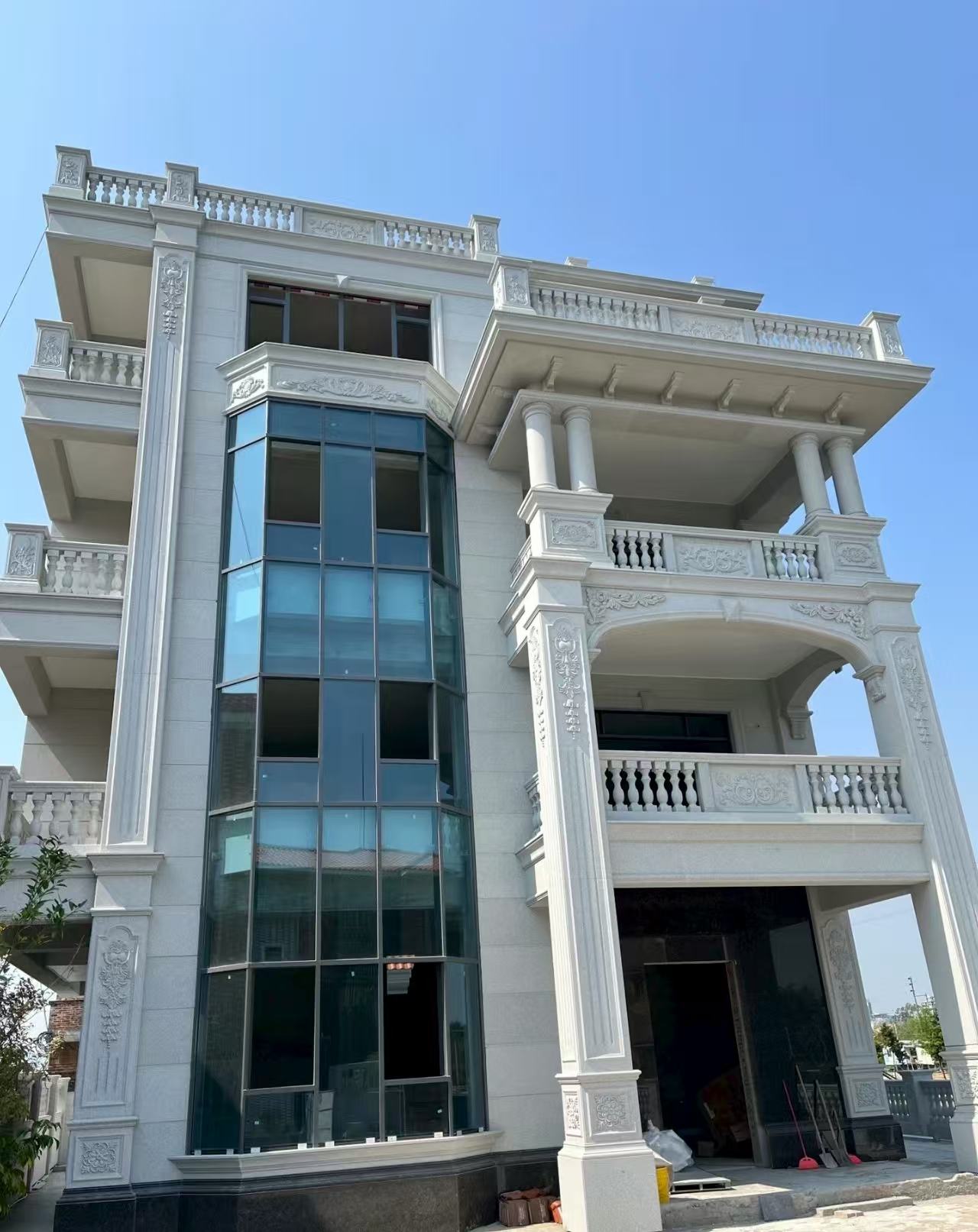 肇庆 白麻花岗岩别墅外墙干挂效果展示