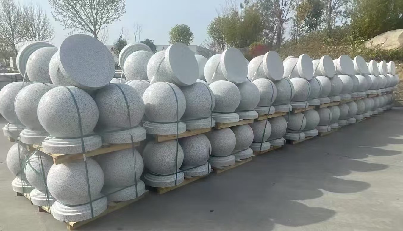 肇庆 白麻花岗岩石材圆球，石球，挡车球，隔离球，景观石球，风水球等