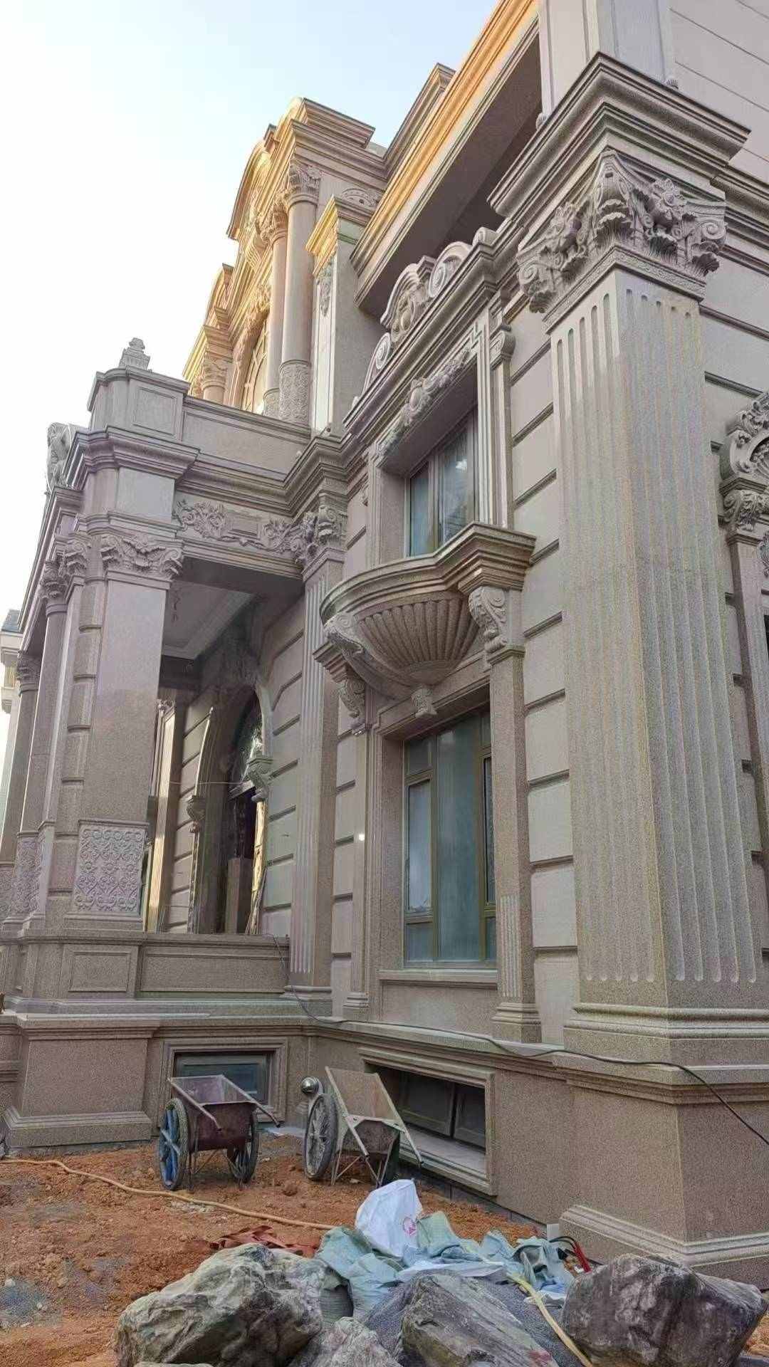 肇庆 黄金麻花岗岩光面别墅外墙干挂施工完成